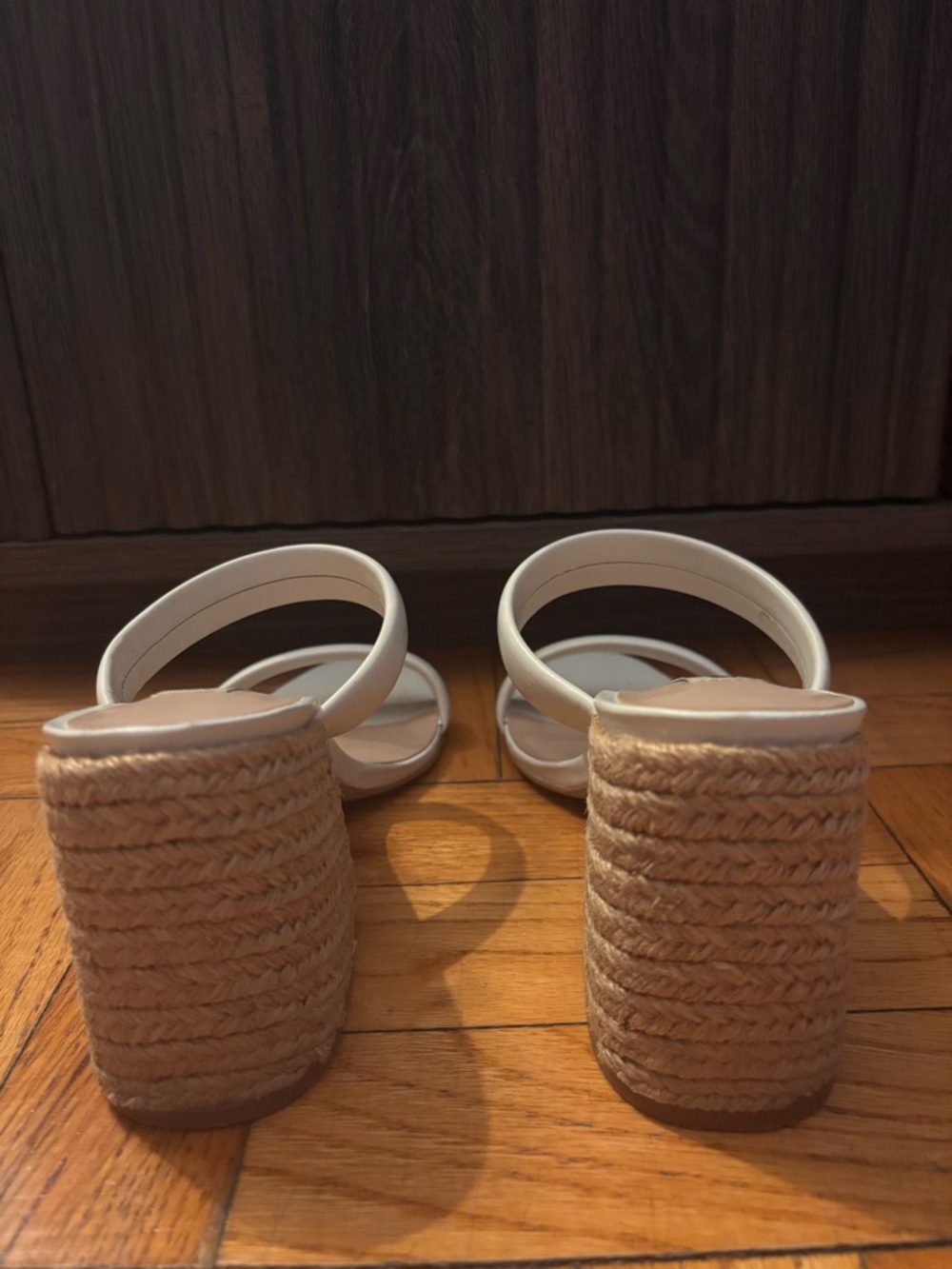 Steve Madden Cream Double-Strap Espadrille Block Heel Sandals - Picture 3 of 4